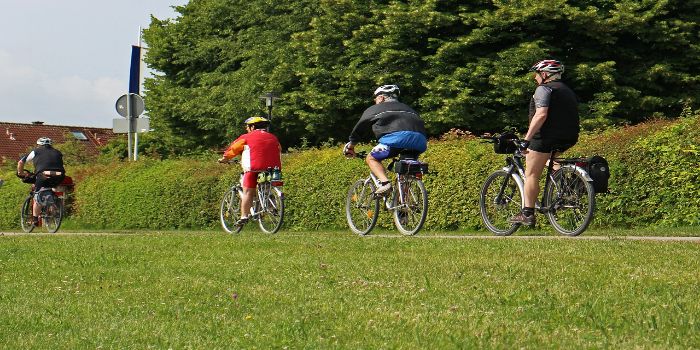 Drei Radfahrer auf einem Radweg